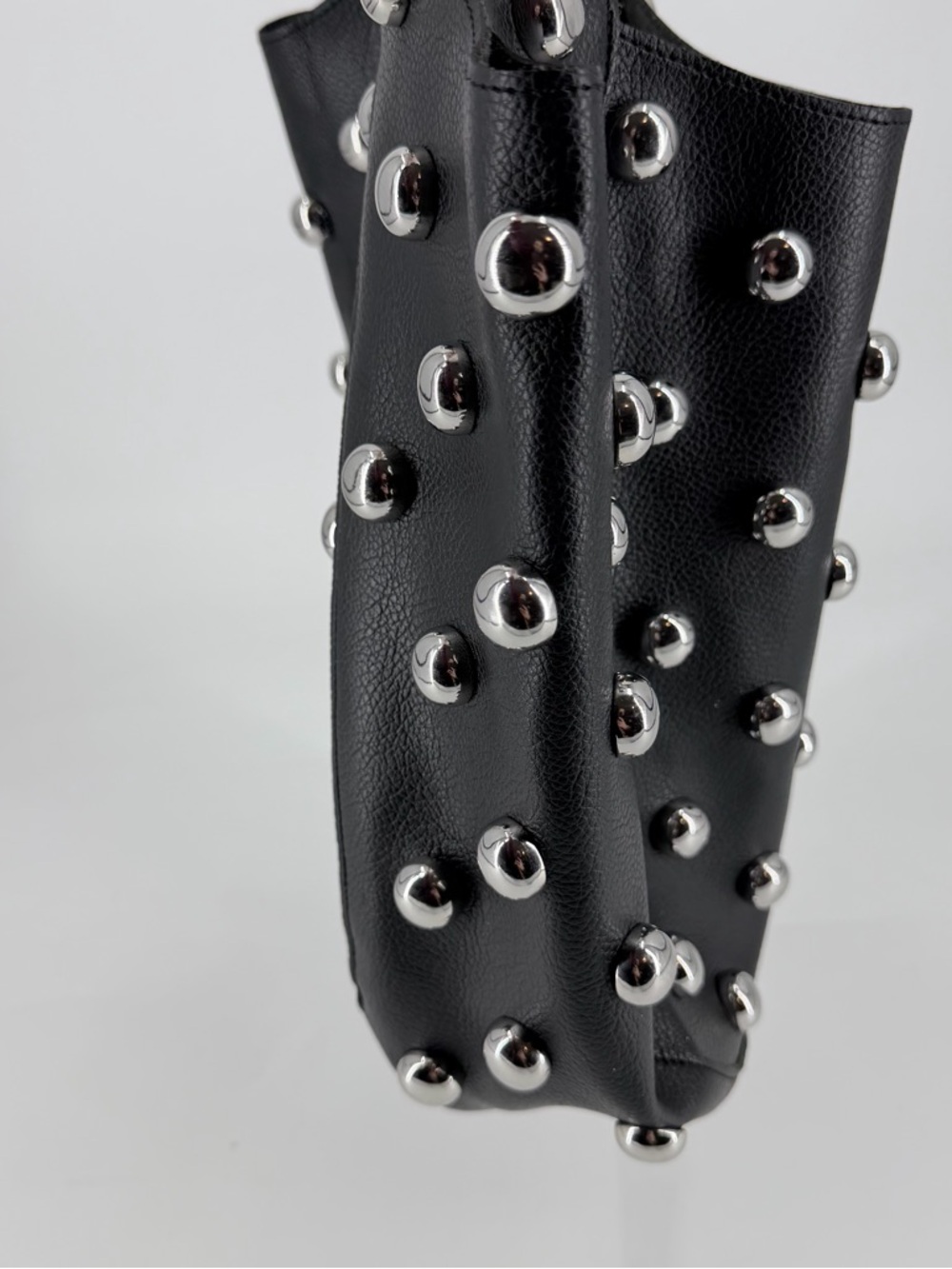 Anthropologie Sonia Medium Slouchy Studded Tote Bag Black Vegan Leather - Picture 7 of 10
